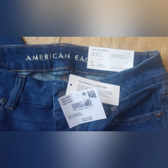 American Eagle Outfitters Women's Dark Blue Curvy Kick Boot Jeans - Picture 4 of 5